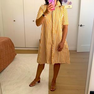 Yellow striped shirt dress xs